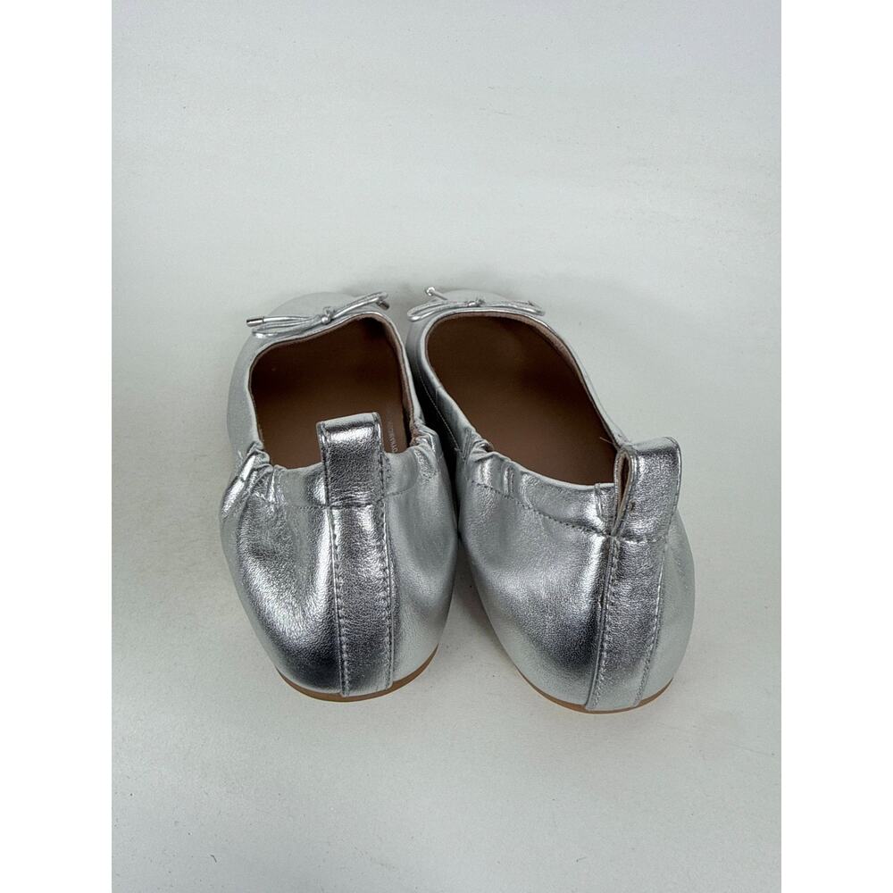 FitFlop Allegro Ballet Pumps Women's 7 Silver Metallic Leather Bow Classic - Picture 7 of 10